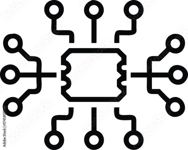 Fototapeta Circuit board technology vector illustration for electronic design and innovation