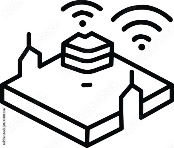 Fototapeta Smart city iot sensor network wireless communication infrastructure outline icon