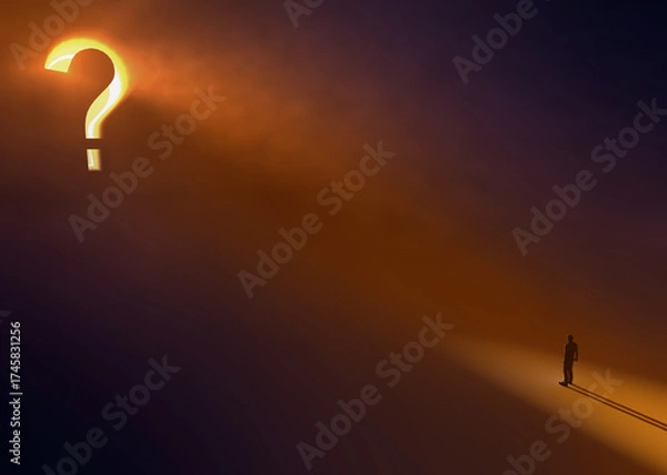 Fototapeta Confronted By a Burning Question and Facing Self Doubt