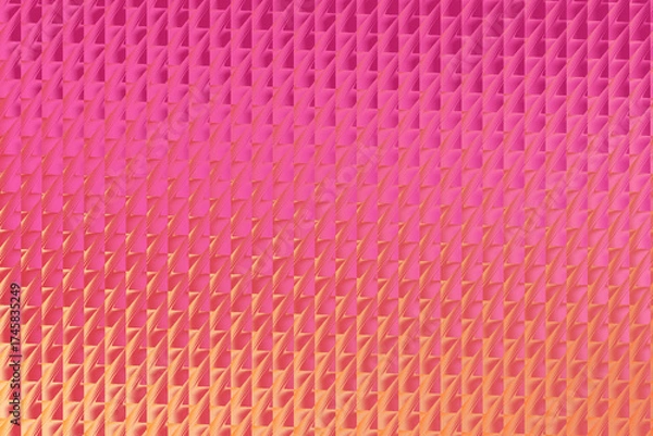 Fototapeta Intricate pattern of pink and orange triangles, creating a visually stunning texture, evoking a sense of depth and complexity in its geometric arrangement
