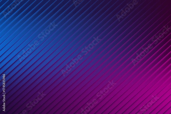 Obraz A captivating display of diagonal lines in varying shades of blue and purple, creating a mesmerizing gradient effect that evokes a sense of depth and dimension
