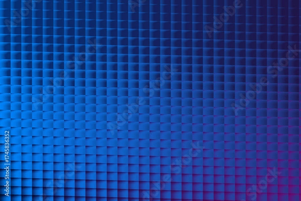 Fototapeta A striking geometric pattern of blue squares creates a captivating abstract background, blending modern design with a touch of digital artistry and visual depth