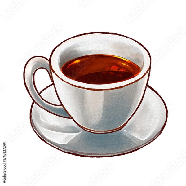 Obraz 紅茶の入ったカップの水彩風ラスターイラスト