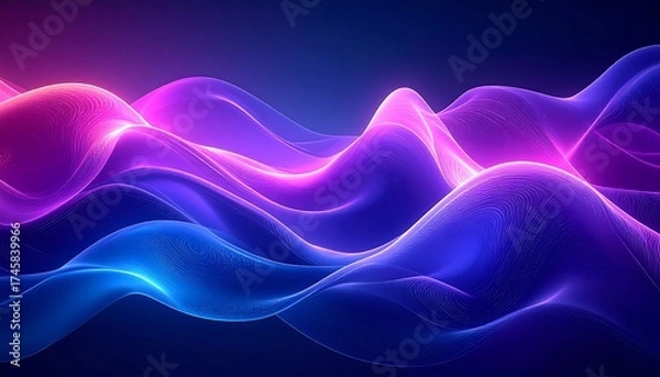 Fototapeta Abstract flowing waves of vibrant neon colors