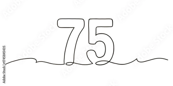 Obraz Stylized continuous line drawing of number 75