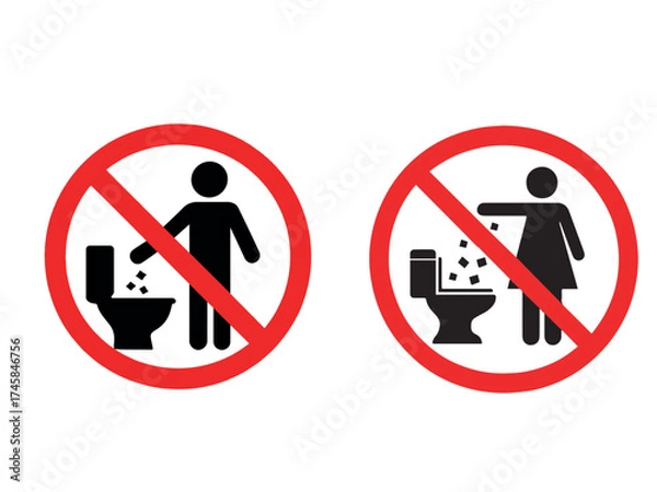 Fototapeta Illustration of an object that should not be flushed down a toilet isolated on transparent background