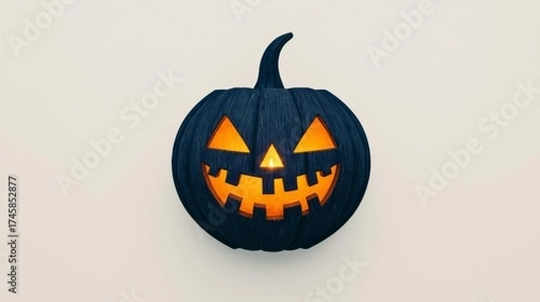 Obraz A creatively carved pumpkin with glowing orange features, perfect for Halloween decorations and festive celebrations.