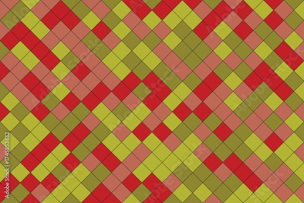 Obraz Abstract geometric seamless pattern with red olive and black lines
