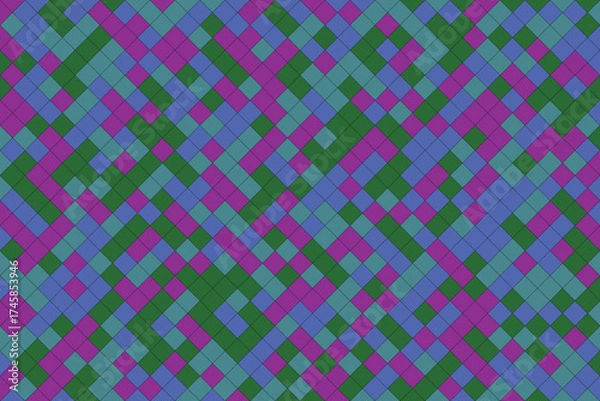 Obraz Colorful abstract diamond pattern with green blue purple and periwinkle
