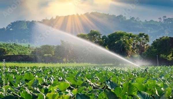 Obraz watering in taro field