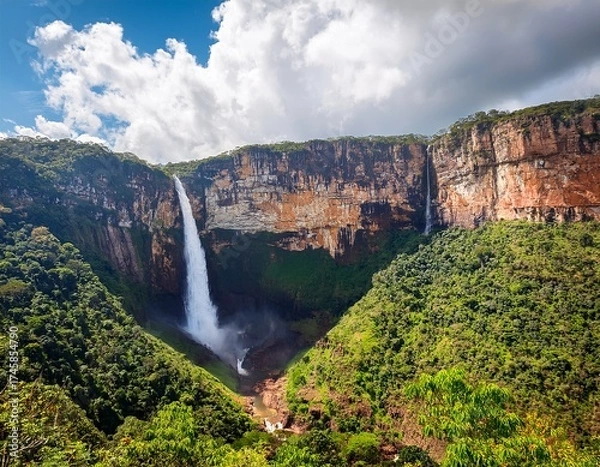 Obraz the cachoeira do tabuleiro waterfall the highest in the state and one of the highest in the country conceicao do mato dentro minas gerais brazil