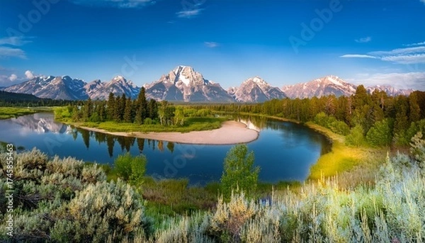 Obraz snake river at oxbow bend in grand teton national park in wyoming