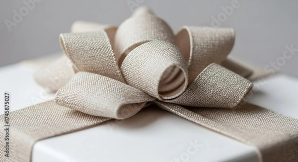 Fototapeta Gift Wrapped in Burlap Ribbon A Rustic Elegance Close-Up
