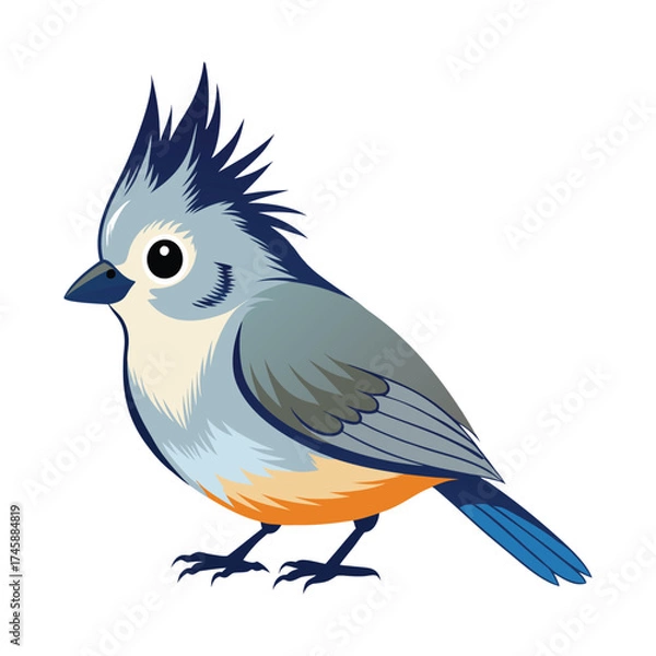 Obraz Tufted titmouse birds vector illustration