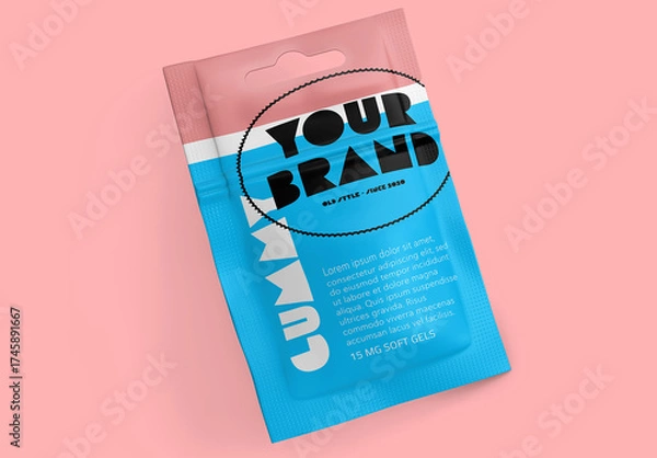 Fototapeta Flexible Pouch Packaging Mockup for Soft Gels and Supplements