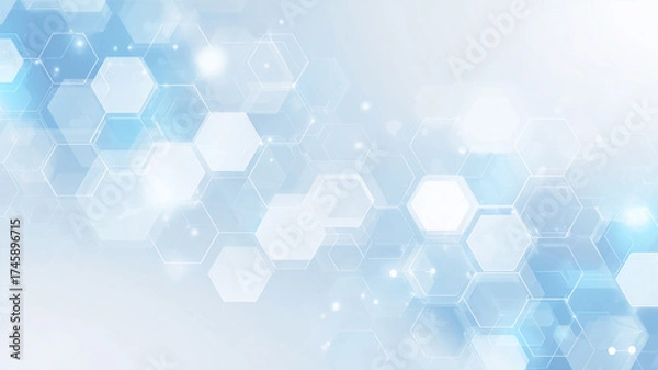 Obraz 医療・科学技術イメージ：テクノロジーとネットワークを連想させるヘキサゴンの抽象的背景