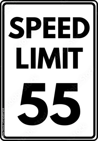Fototapeta Speed limit 55 mph traffic sign