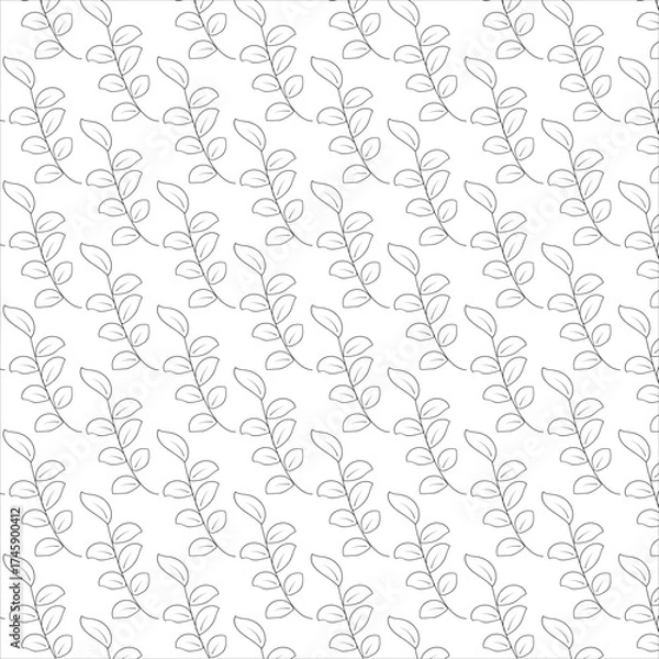 Obraz Botanical Line Art Pattern: Seamless Leaf Design