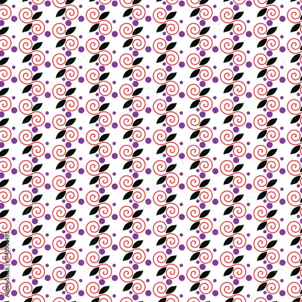 Obraz Floral Swirl Pattern Repeat on White Background