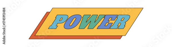 Fototapeta Groovy y2k typography forms a colorful rectangle with a comic and pop style font. Funky retro graphic blends as unique groovy element, vibrant shape for bold backgrounds or modern poster layouts.
