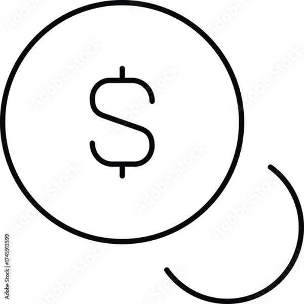 Fototapeta Vector art of dollar coin icon, vector illustration