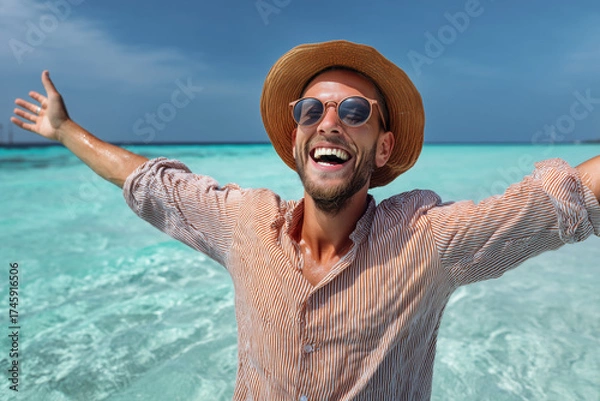 Obraz young man on the beach