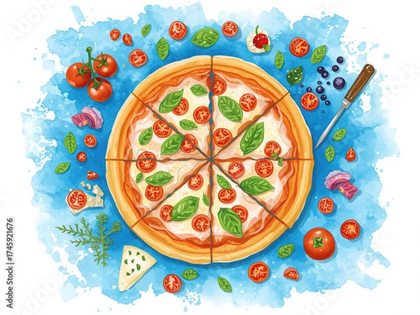 Fototapeta pizza with vegetables
