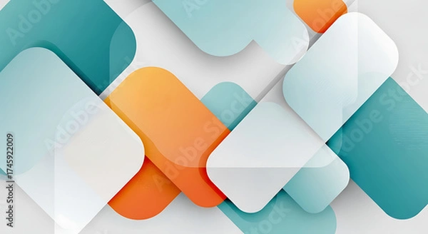 Fototapeta Abstract geometric background with overlapping transparent shapes, soft gradients, and subtle texture, contemporary style, for digital marketing