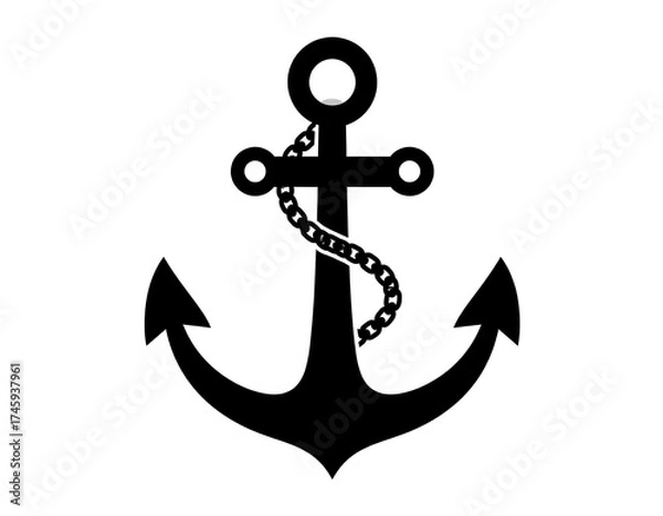 Obraz Simple black anchor on white background