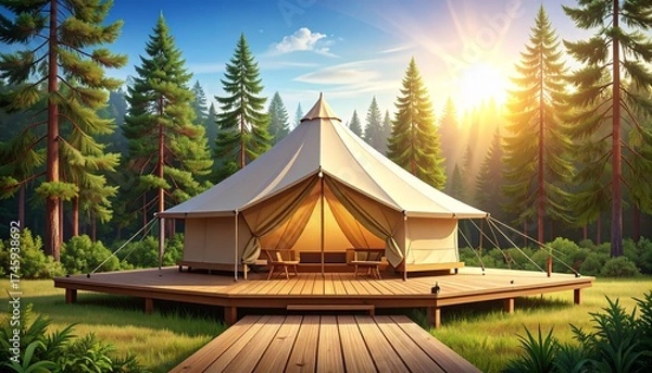 Fototapeta Glamping Forest Vector