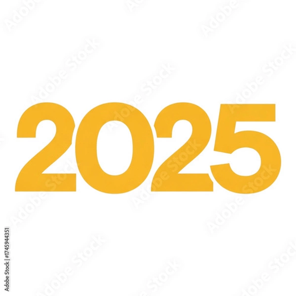 Fototapeta Bold orange number 2025 isolated on transparent background