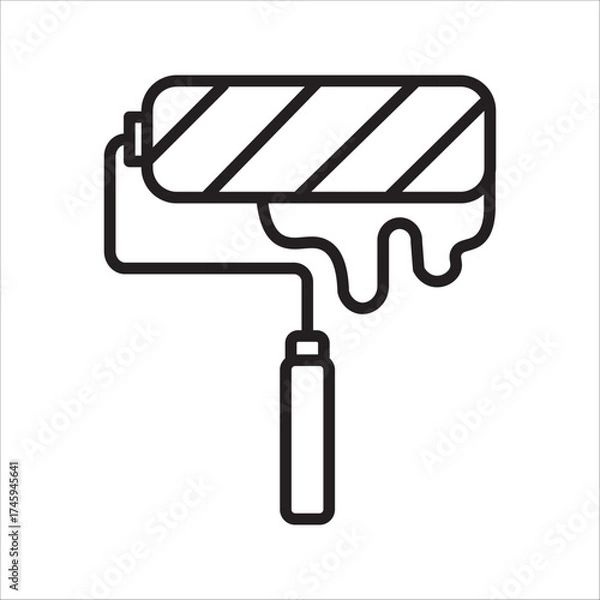 Obraz paint roller icon Flat symbol set outline