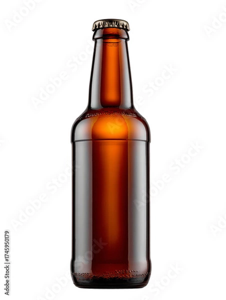 Obraz Amber beer bottle isolated on a black background