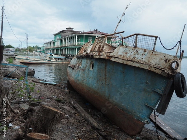 Obraz Old rusted river boat.