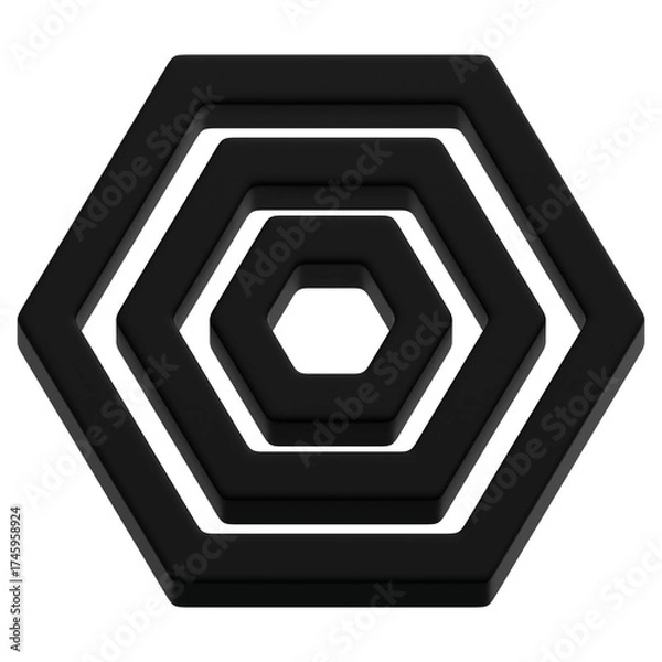 Obraz Layered Black Hexagon Stack