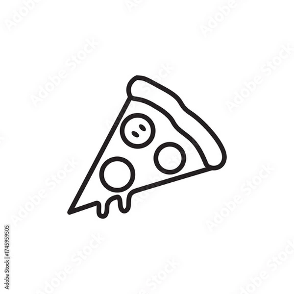 Obraz Simple Line Slice of Pizza Fast Food Delicious Meal Icon