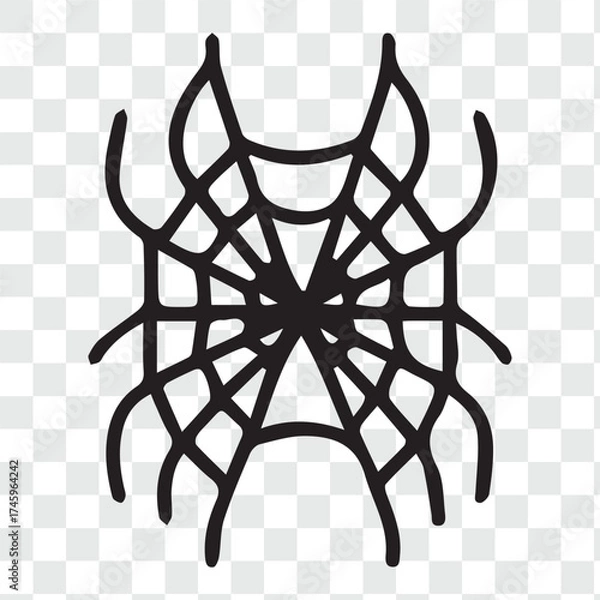 Obraz Stylized Black Spider  , A simple, stylized vector icon of a spider web or cobweb in black silhouette. 