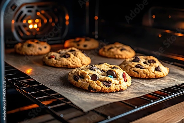 Obraz Chocolate Chip Cookies Baking in Oven