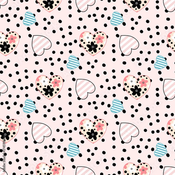 Obraz seamless pattern with hearts and dots