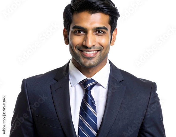 Obraz  Confident Asian Businessman Smiling Portrait in Formal Suit and Tie, Isolated on Transparent Background 