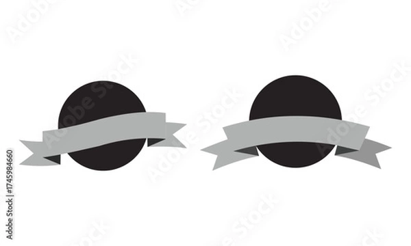 Fototapeta Elegant Black Circle Emblems Adorned with Gray Ribbons Classic Design Elements for Logos and Branding Purposes Distinct Visuals