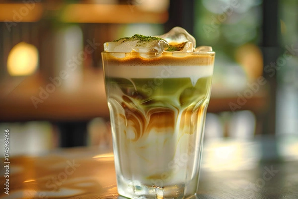 Fototapeta iced matcha espresso marble latte