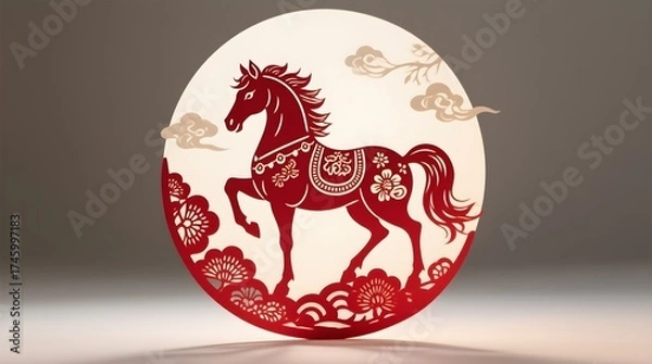 Obraz 2026 Lunar New Year Paper-Cut Horse