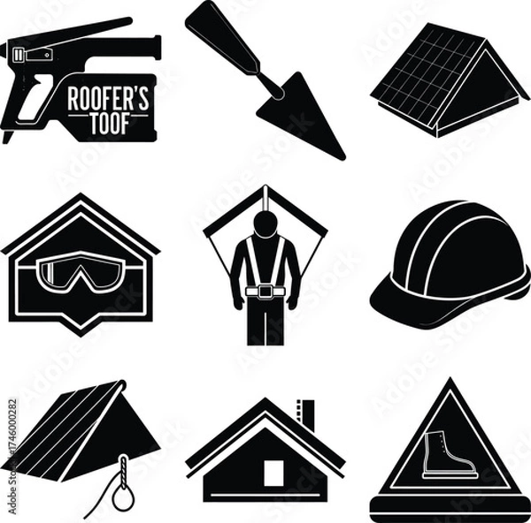 Fototapeta Roofer Black Vector elements isolated on white background