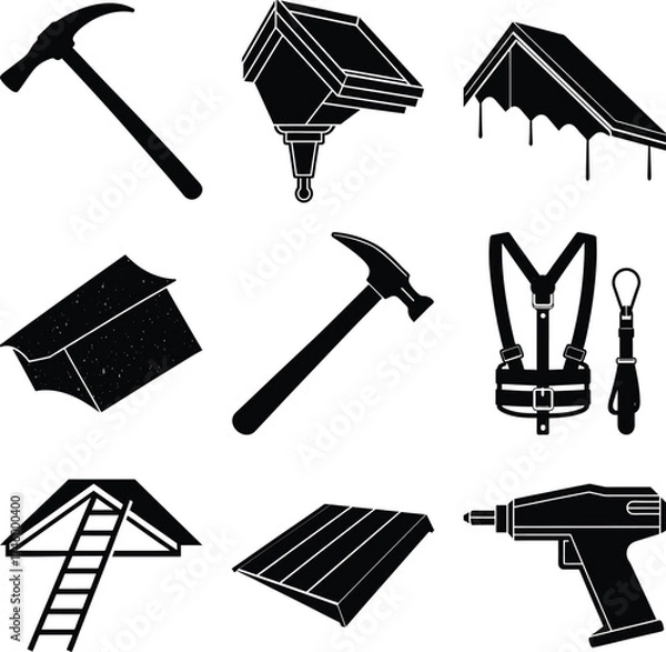 Fototapeta Roofer Black Vector elements isolated on white background
