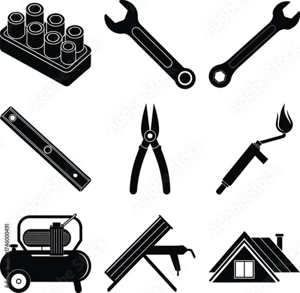 Fototapeta Roofer Black Vector elements isolated on white background