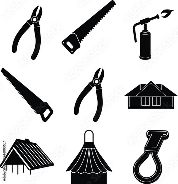 Fototapeta Roofer Black Vector elements isolated on white background