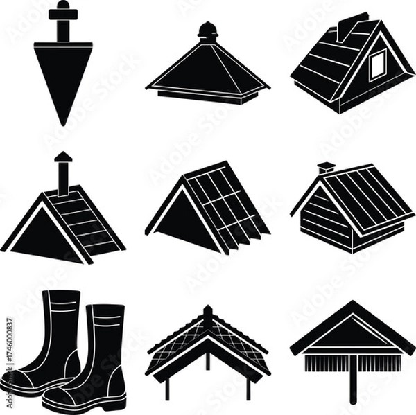 Fototapeta Roofer Black Vector elements isolated on white background