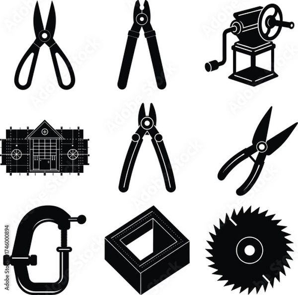 Fototapeta Roofer Black Vector elements isolated on white background