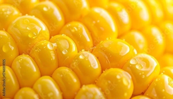 Fototapeta Ultra-close-up of yellow corn kernels on cob